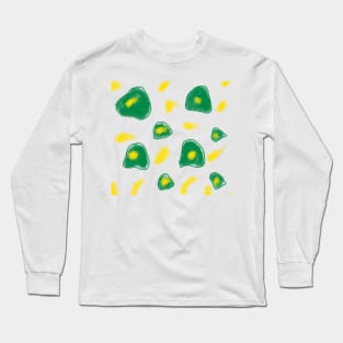 Green yellow watercolor flower art Long Sleeve T-Shirt